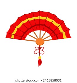paper chinese fan cartoon. lunar asia, red lantern, asian spring paper chinese fan sign. isolated symbol vector illustration