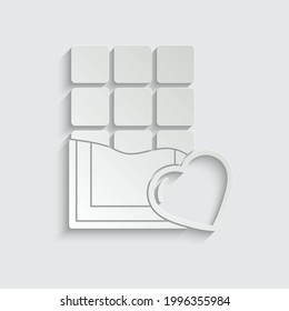 paper chocolate icon with heart  vector sign