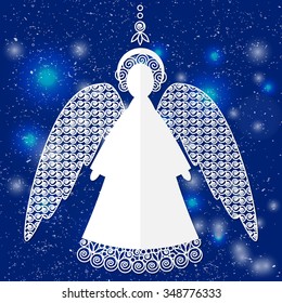 Paper Christmas angel - vector illustration