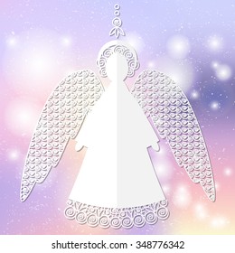 Paper Christmas angel - vector illustration