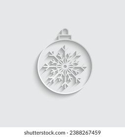 paper christmas ball icon vector happy new year