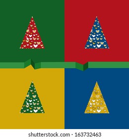 Paper Christmas card. Christmas tree. Vector background.