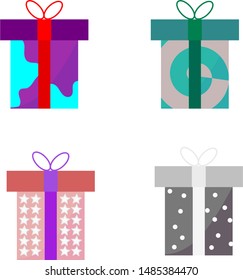 paper Christmas gift set with decoration.  vector present or package set.