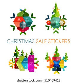 Paper Christmas Greeting Card Banners with text. Holiday geometric templates. Vector illustration