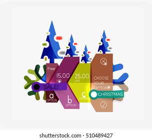 Paper Christmas Greeting Card Banners with text. Holiday geometric templates. Vector illustration