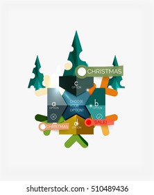 Paper Christmas Greeting Card Banners with text. Holiday geometric templates. Vector illustration