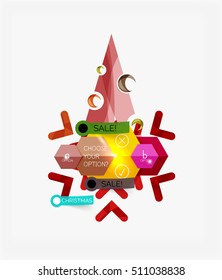 Paper Christmas Greeting Card Banners with text. Holiday geometric templates. Vector illustration