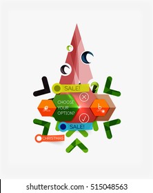 Paper Christmas Greeting Card Banners with text. Holiday geometric templates. Vector illustration