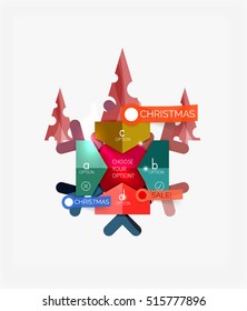 Paper Christmas Greeting Card Banners with text. Holiday geometric templates. Vector illustration