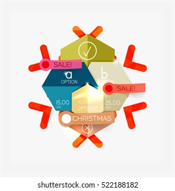 Paper Christmas Greeting Card Banners with text. Holiday geometric templates. Vector illustration