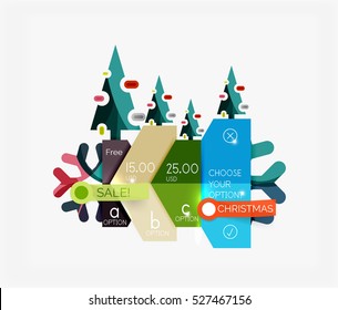 Paper Christmas Greeting Card Banners with text. Holiday geometric templates. Vector illustration