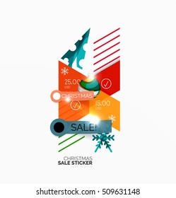 Paper Christmas and New Year banners with sparkles