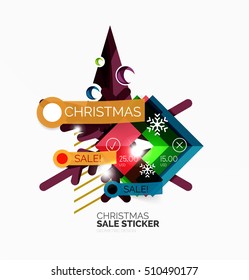 Paper Christmas and New Year banners with sparkles