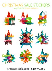 Paper Christmas and New Year banners with sparkles