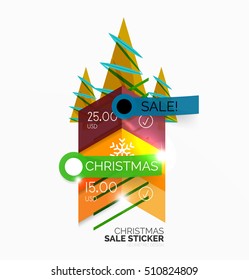 Paper Christmas and New Year banners with sparkles