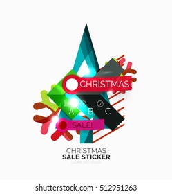 Paper Christmas and New Year banners with sparkles