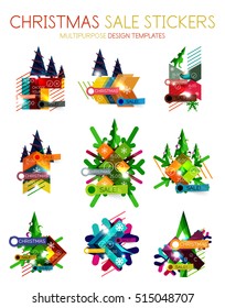 Paper Christmas and New Year banners with sparkles