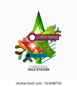 Paper Christmas and New Year banners with sparkles
