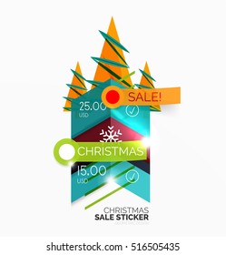 Paper Christmas and New Year banners with sparkles