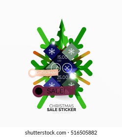 Paper Christmas and New Year banners with sparkles