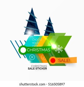 Paper Christmas and New Year banners with sparkles