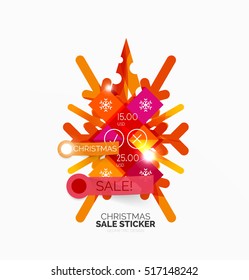 Paper Christmas and New Year banners with sparkles