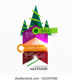 Paper Christmas and New Year banners with sparkles