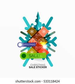 Paper Christmas and New Year banners with sparkles