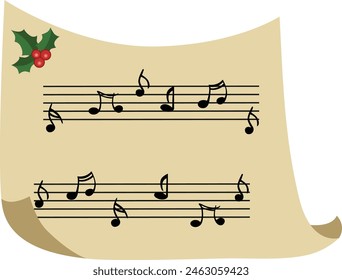 Papier mit Weihnachtsmusiken Noten