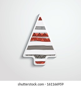 paper Christmas tree with folk pattern