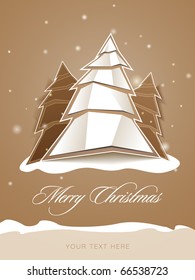 Paper Christmas tree greeting card | editable EPS 10 vector