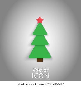 Paper Christmas tree icon. New year. Flat style. Made in vector