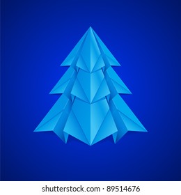 Paper Christmas Tree. Illustration on navy background