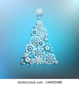 Paper christmas tree made from snowflakes. EPS 10 vector