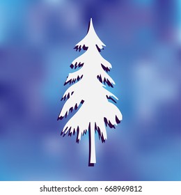 Paper Christmas tree on light background with sparkle