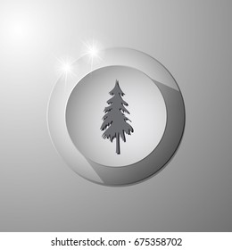 Paper Christmas tree on light background with sparkle