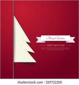 Paper Christmas tree on shadow background.Vector/Illustrator.