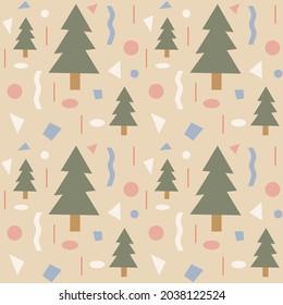 Paper Christmas Tree Seamless Pattern Holiday background Vector illustration