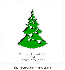 paper christmas tree, vector card