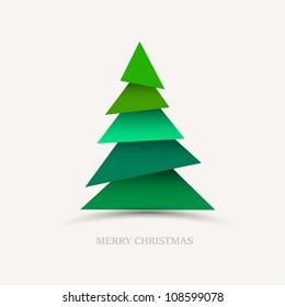 Paper Christmas Tree. Vector New Year Card