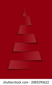 Weihnachtsbaum aus Papier. Vektorkarte für das neue Jahr auf Papier, in Papierform und mit goldenem Hintergrund 