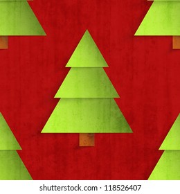 Paper Christmas trees. Seamless pattern. Christmas background. Christmas card. Happy New Year. Paper texture. Christmas origami. Christmas postcard