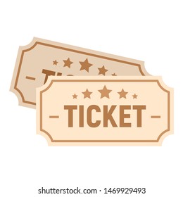 Paper cinema ticket icon. Flat illustration of paper cinema ticket vector icon for web design