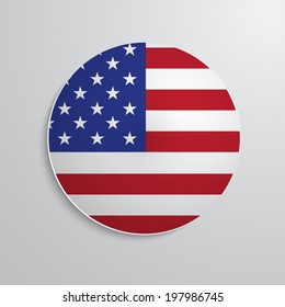 Paper circle with american flag. EPS10 vector