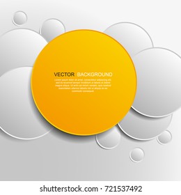 Paper circle background with drop shadows. Vector abstract illustration.