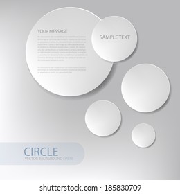 paper circle background overlap white paper on grey background for text and message design , vector