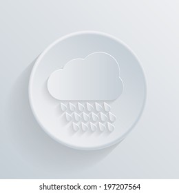 paper circle flat icon with a shadow. cloud rain wind