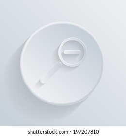 paper circle flat icon with a shadow. magnifier reduction