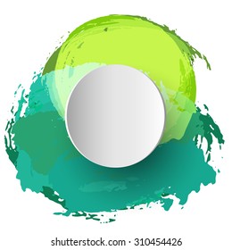 Paper circle white banner over brush stains