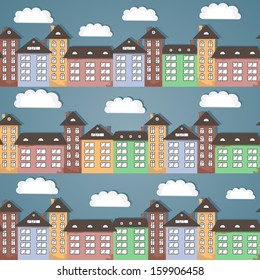 Paper city seamless texture. Abstract vector background.